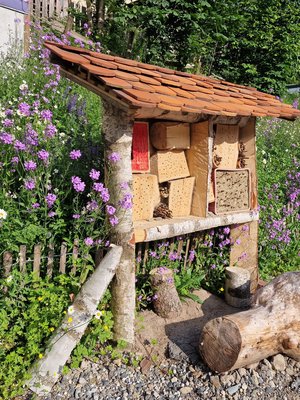 Naturnahes Öffentliches Grün Schmitten, Saum, Insektenhotel, mit Kindergarten Spatzennest