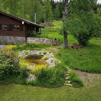 Privatgarten am Holzhaus nachher